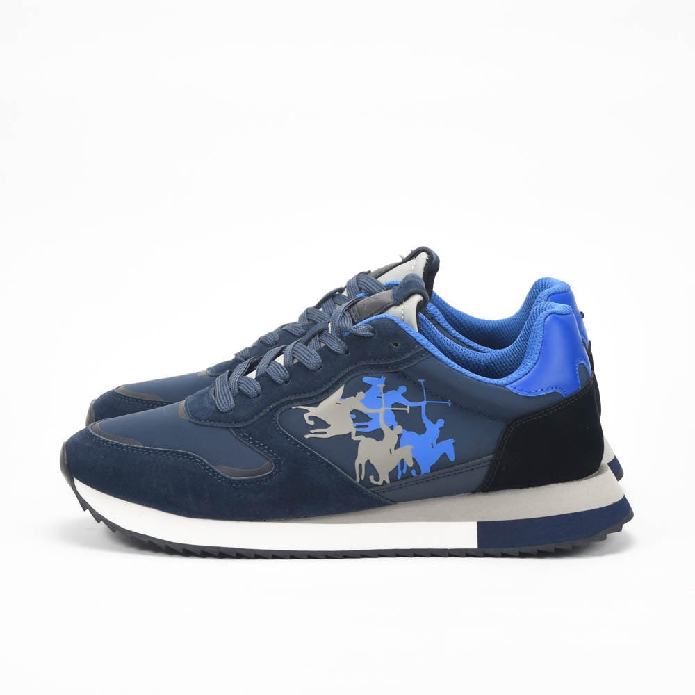 La Martina Low Sneakers Blue Leather - LFM252.041.A70.A6 - Image 3
