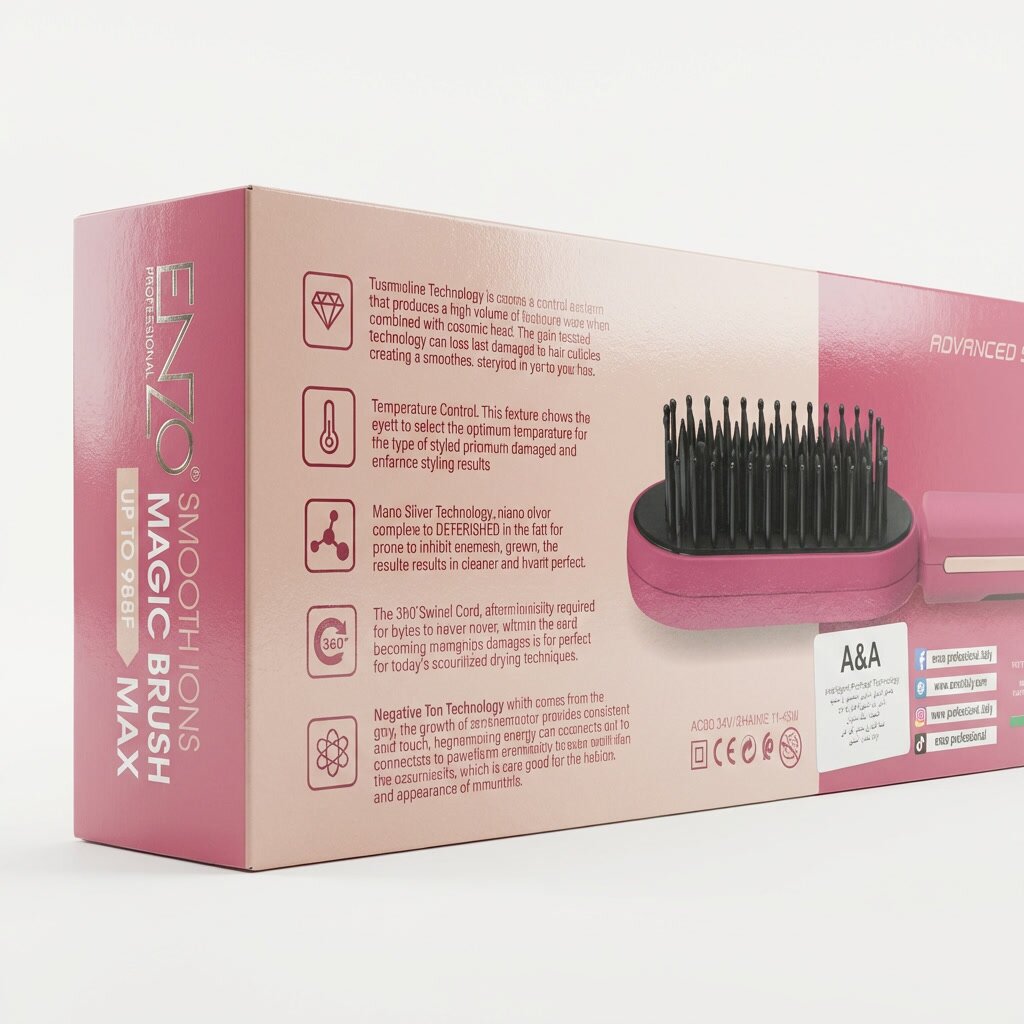 ENZO PROFESSIONAL Peigne Pour Cheveux Chauffante Lissante Pro 988F° - NO.4102BU - Image 5