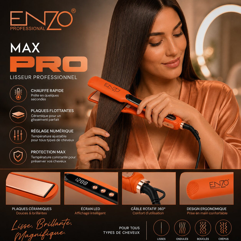 ENZO Professional Max Pro Hair Straightener - EN-3227 - Image 1