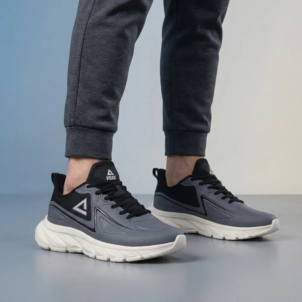 PEAK Cushion Running Shoes, Black/White - E234017H - Image 7