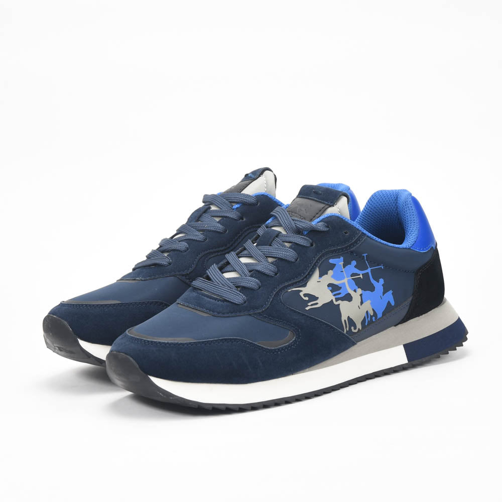 La Martina Low Sneakers Blue Leather - LFM252.041.A70.A6 - Image 4