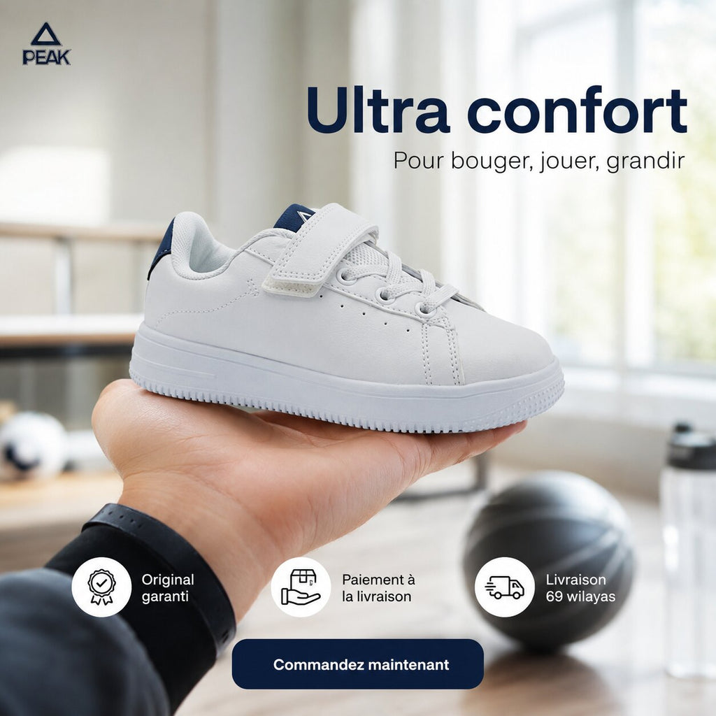 Peak Kids Casual Shoes White Navy - EK3902B-1030 - Image 1
