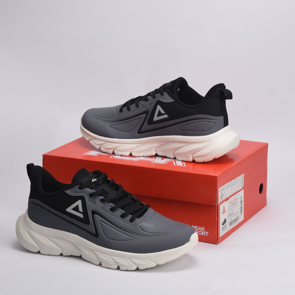 PEAK Cushion Running Shoes, Black/White - E234017H - Image 3