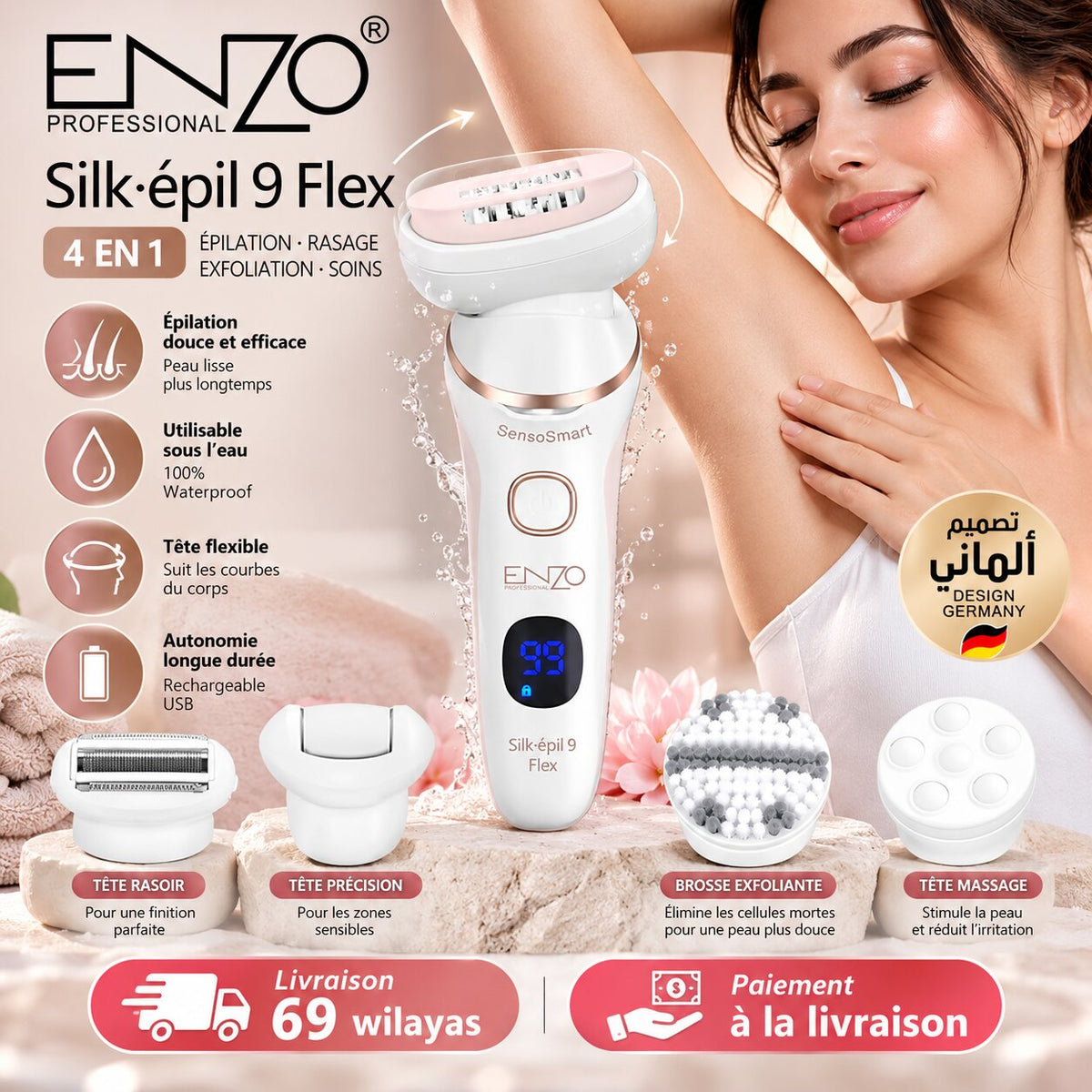 ENZO Silk Epil 9 Flex Épilateur Électrique 5-en-1 - EN-0106 - Image 1