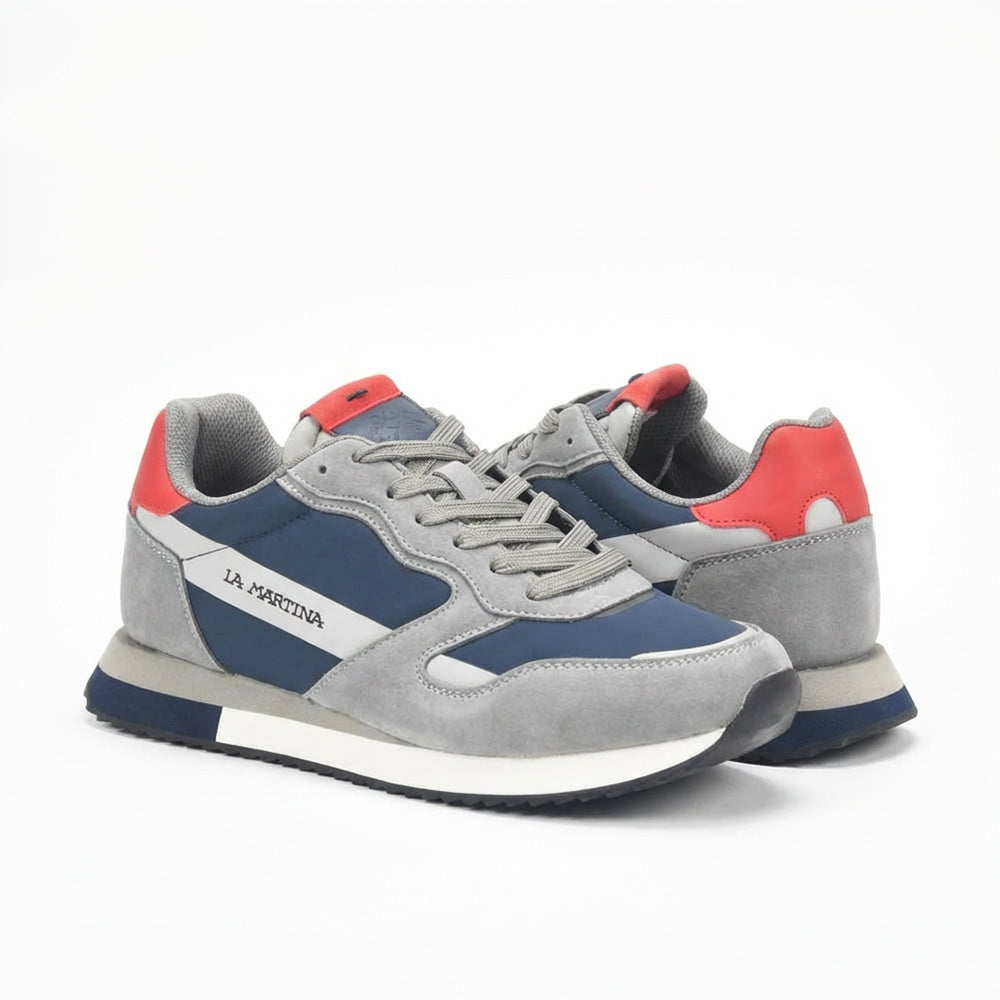 La Martina Low Top Leather Sneakers Grey - LFM252.040.A70.BG - Image 7