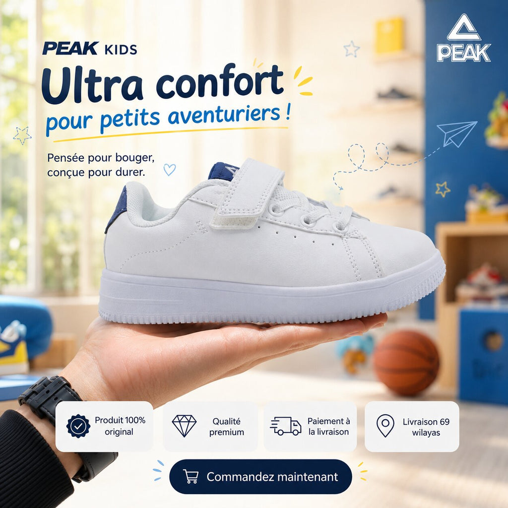 Peak Kids Casual Shoes White Navy - EK3901B-1030 - Image 1
