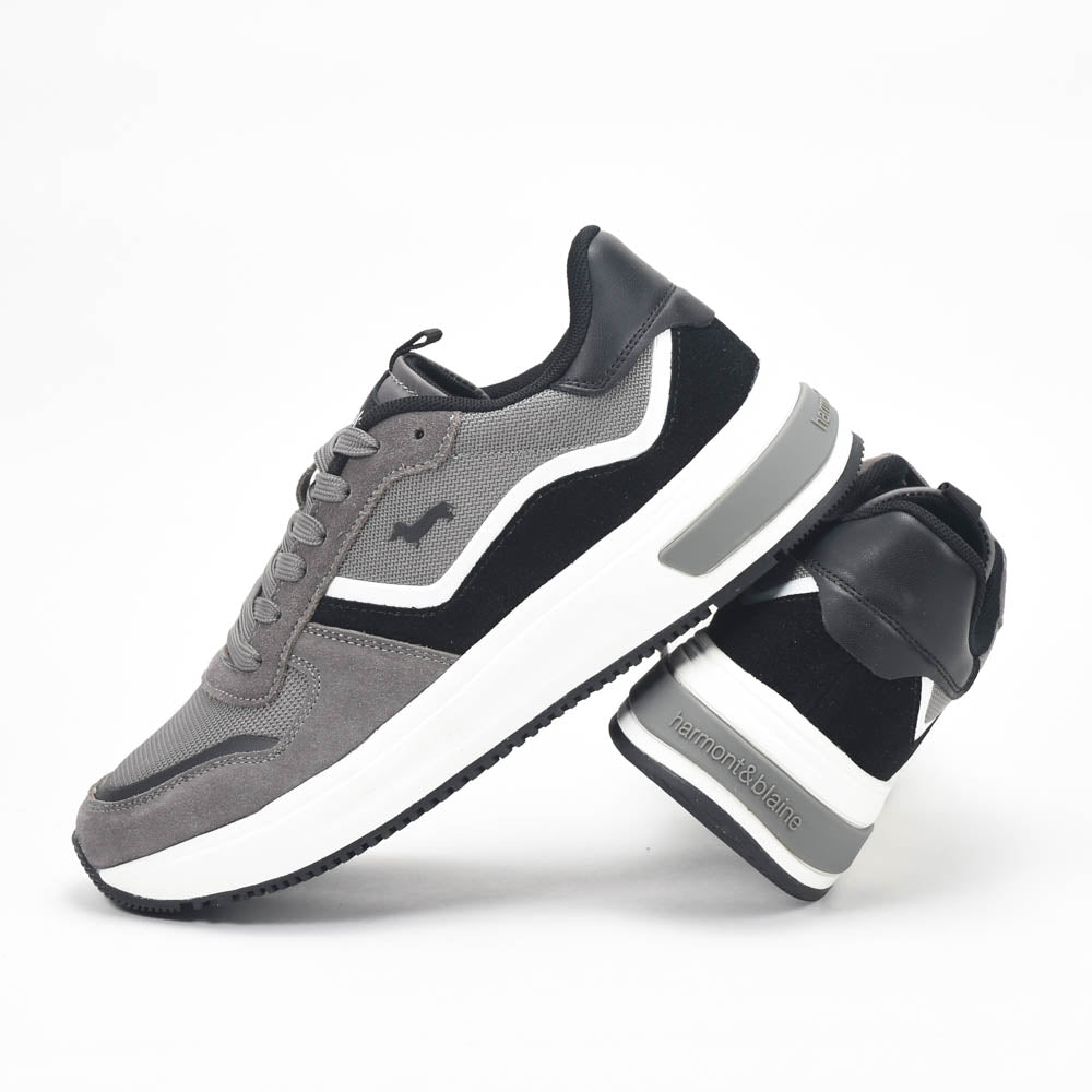 Harmont And Blaine Suede And Technical Fabric Sneakers.  EFM252.050.A60.AD