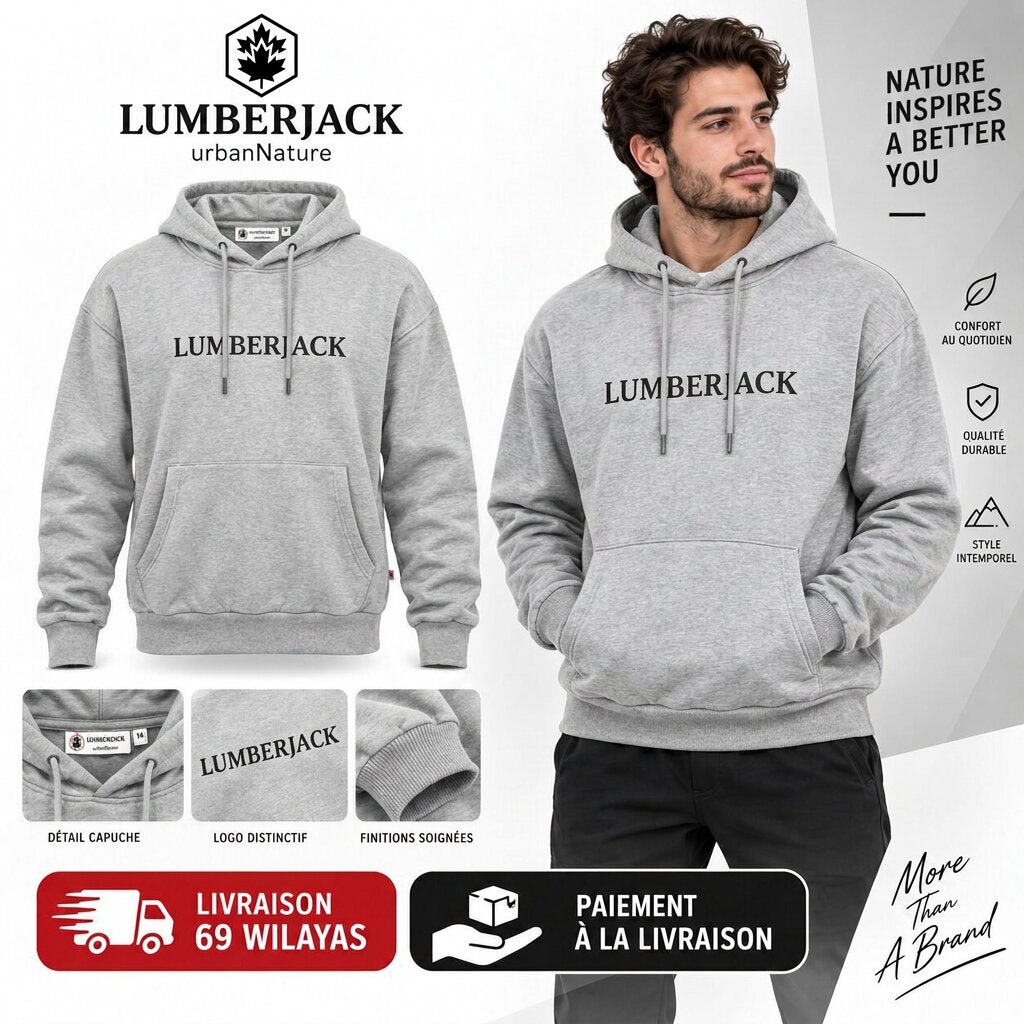 LUMBERJACK HOODIE - LBJ-00202-GRY - Image 1