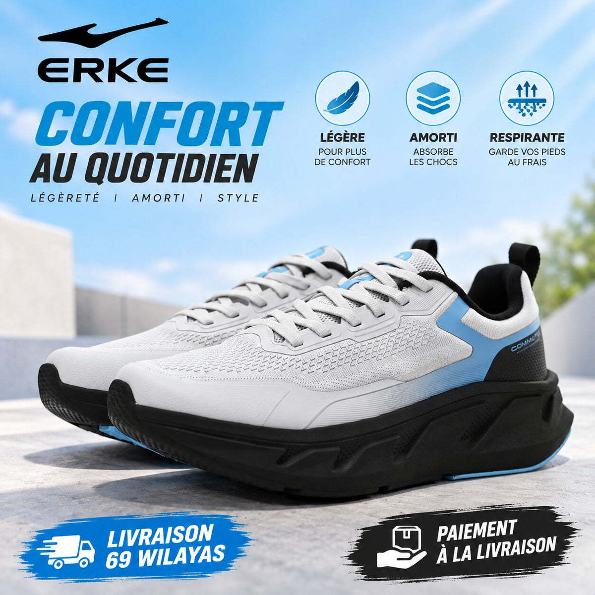 ERKE Men's Elite Cross-Training Running Shoes - 11126114299-104 - Image 1
