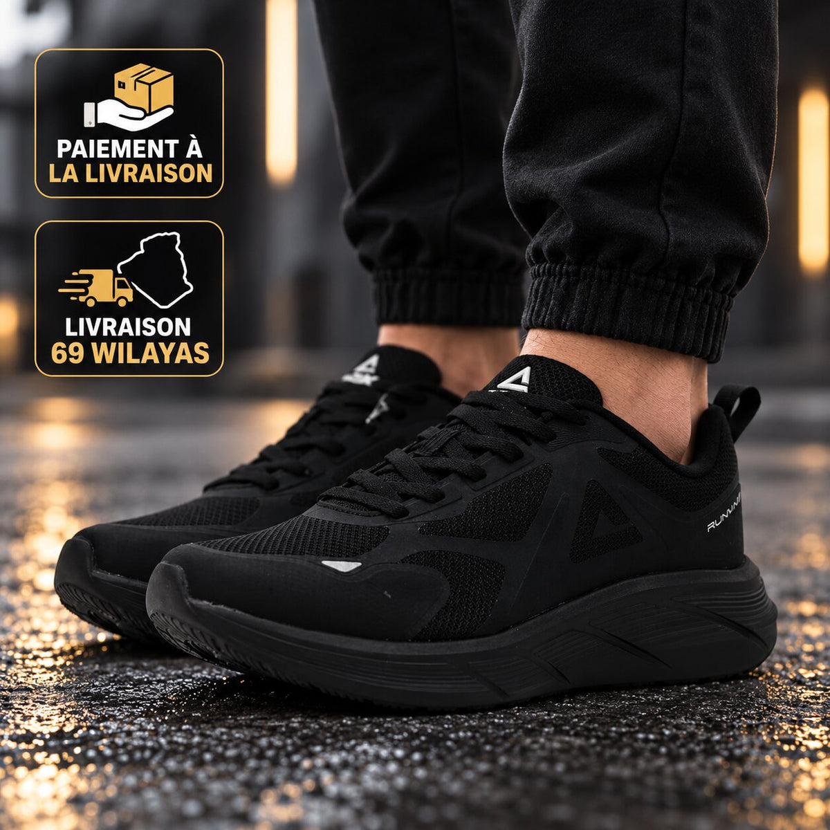 PEAK TaiChi Running Shoes, All Black - DH610271-Y291 - Image 1