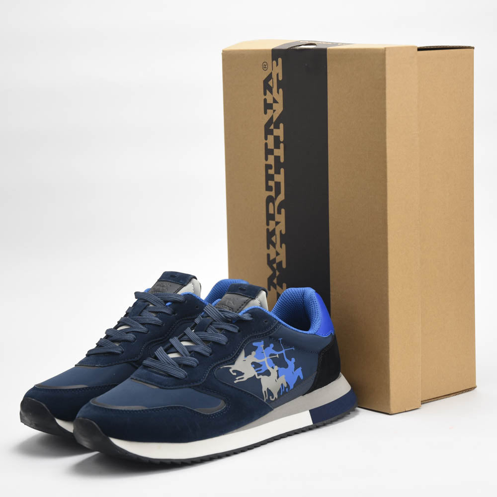 La Martina Low Sneakers Blue Leather - LFM252.041.A70.A6 - Image 1