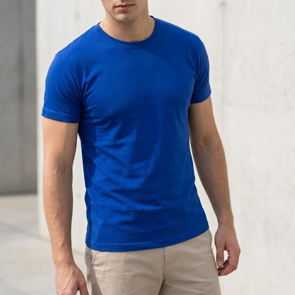 DEPART T-SHIRT HOMME BLEU 100% COTON SIMPLE G23-001601-SAX