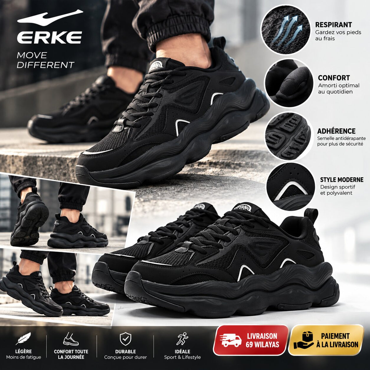 ERKE Hanbao Men's Running Sneakers - 11126102200-008 - Image 1