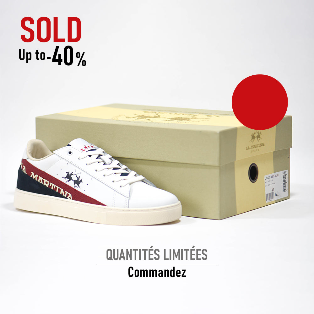 LA MARTINA SCARPA UOMO CALF - TAPE BIANCO - ROSSO - LFM222-001-4130 - Image 1