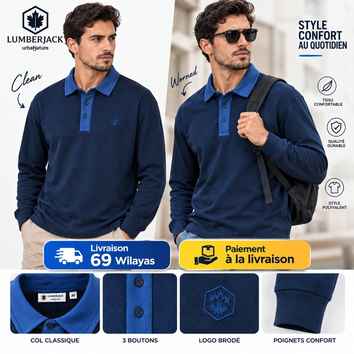LUMBERJACK POLO LS - LBJ-00507-NVY - Image 1