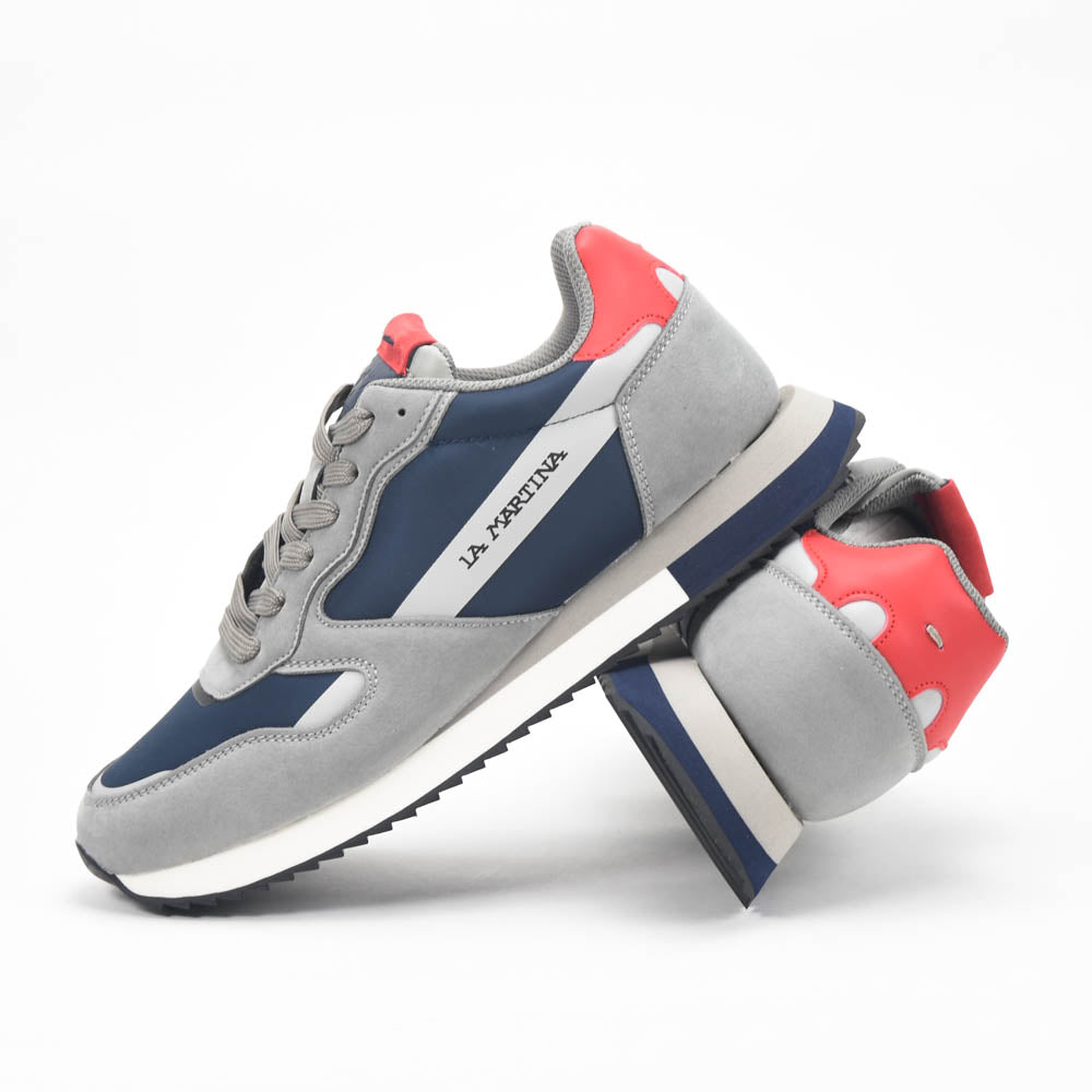 La Martina Low Top Leather Sneakers Grey - LFM252.040.A70.BG - Image 4