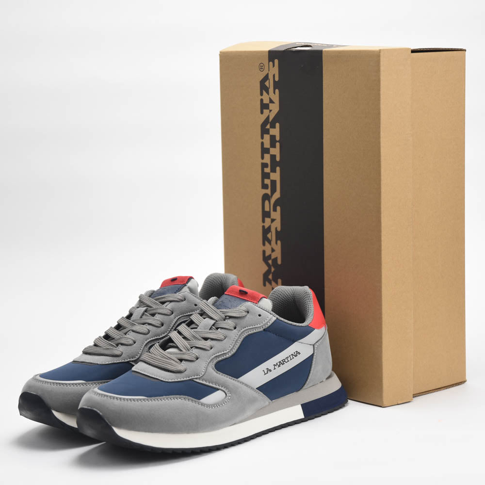 La Martina Low Top Leather Sneakers Grey - LFM252.040.A70.BG - Image 1