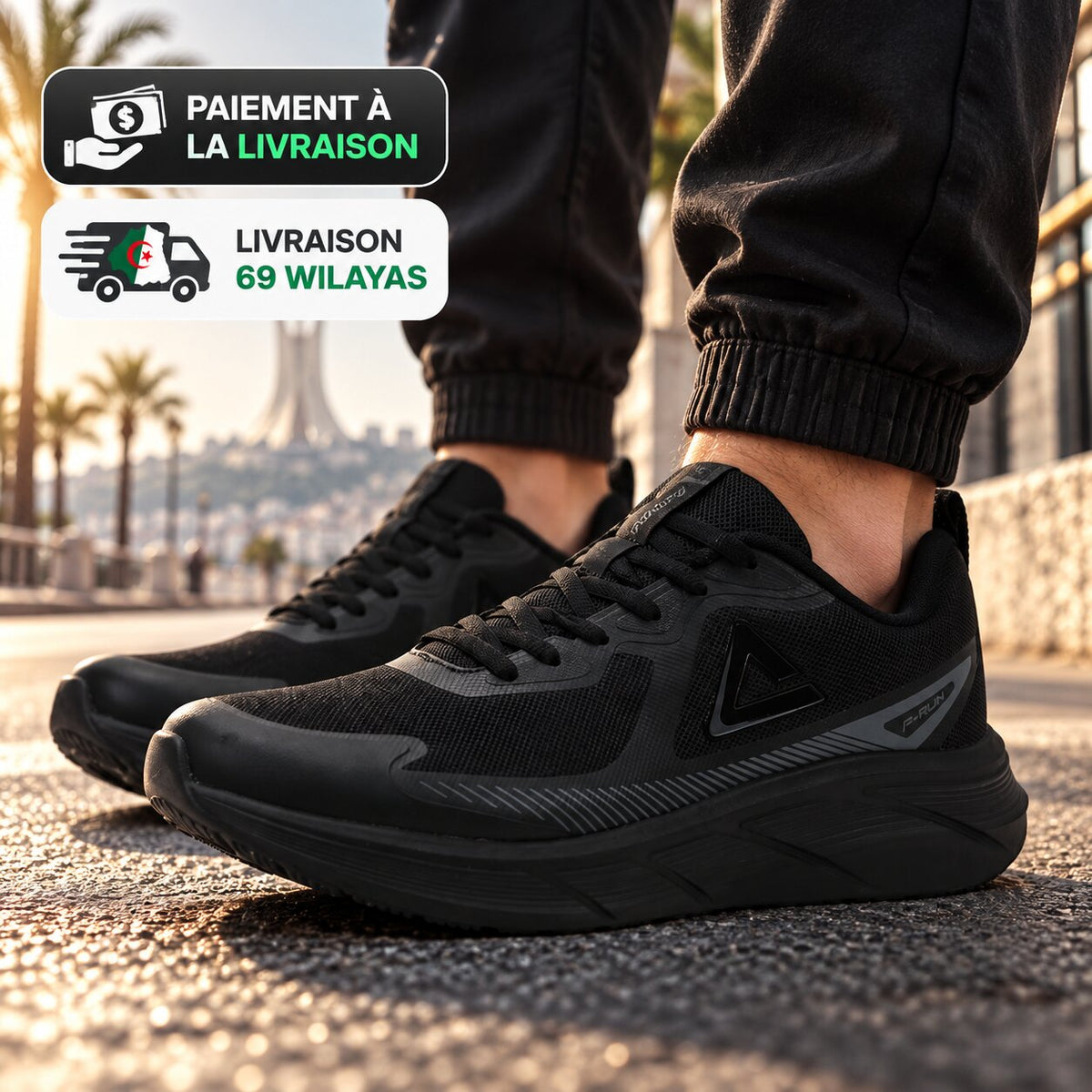 PEAK Running Shoes, All Black - EXT261317H-Y291 - Image 1