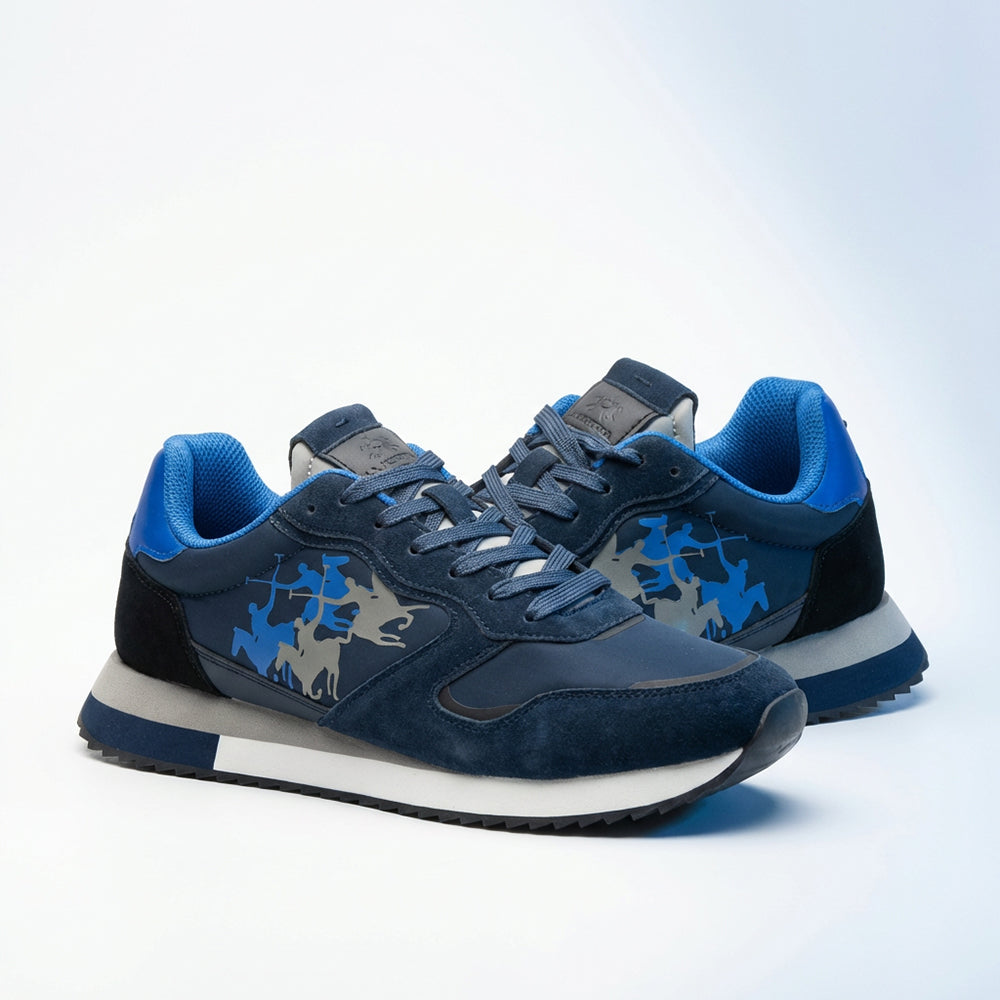 La Martina Low Sneakers Blue Leather - LFM252.041.A70.A6 - Image 7