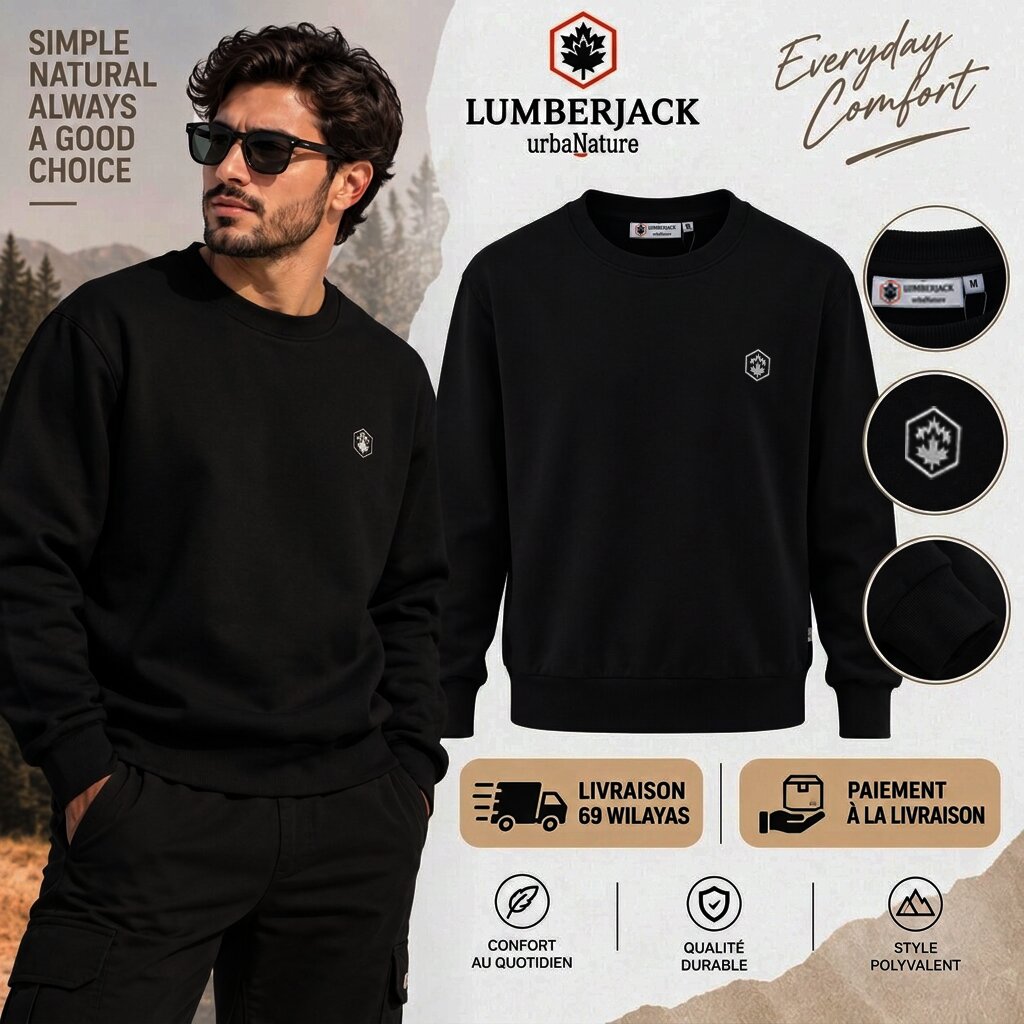 LUMBERJACK SWEAT SHIRT - LBJ-00601-BLK - Image 1