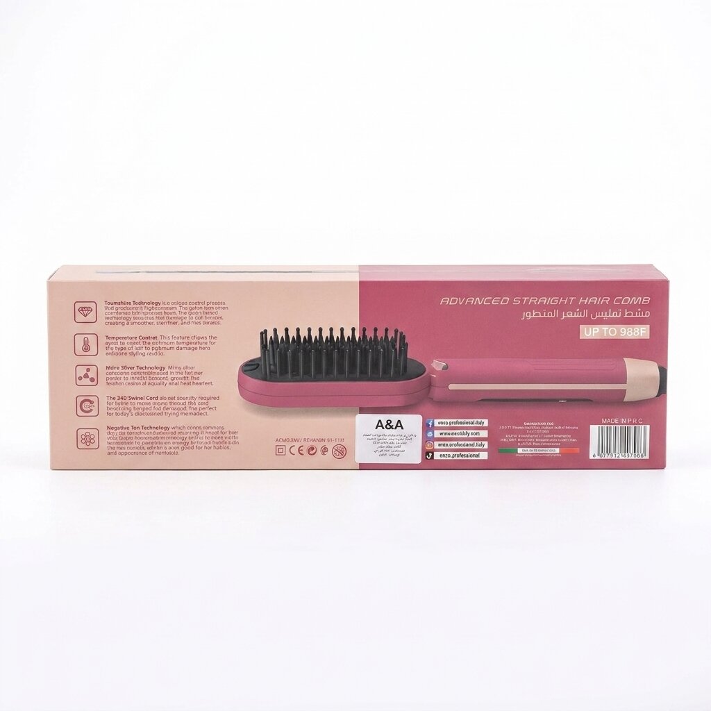 ENZO PROFESSIONAL Peigne Pour Cheveux Chauffante Lissante Pro 988F° - NO.4102BU - Image 6