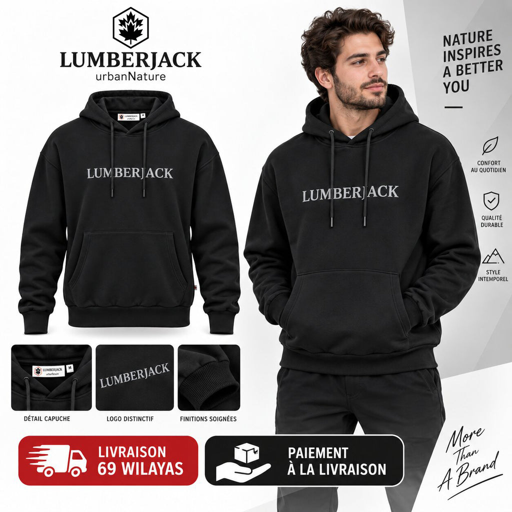 LUMBERJACK HOODIE - LBJ-00202-BLK - Image 1
