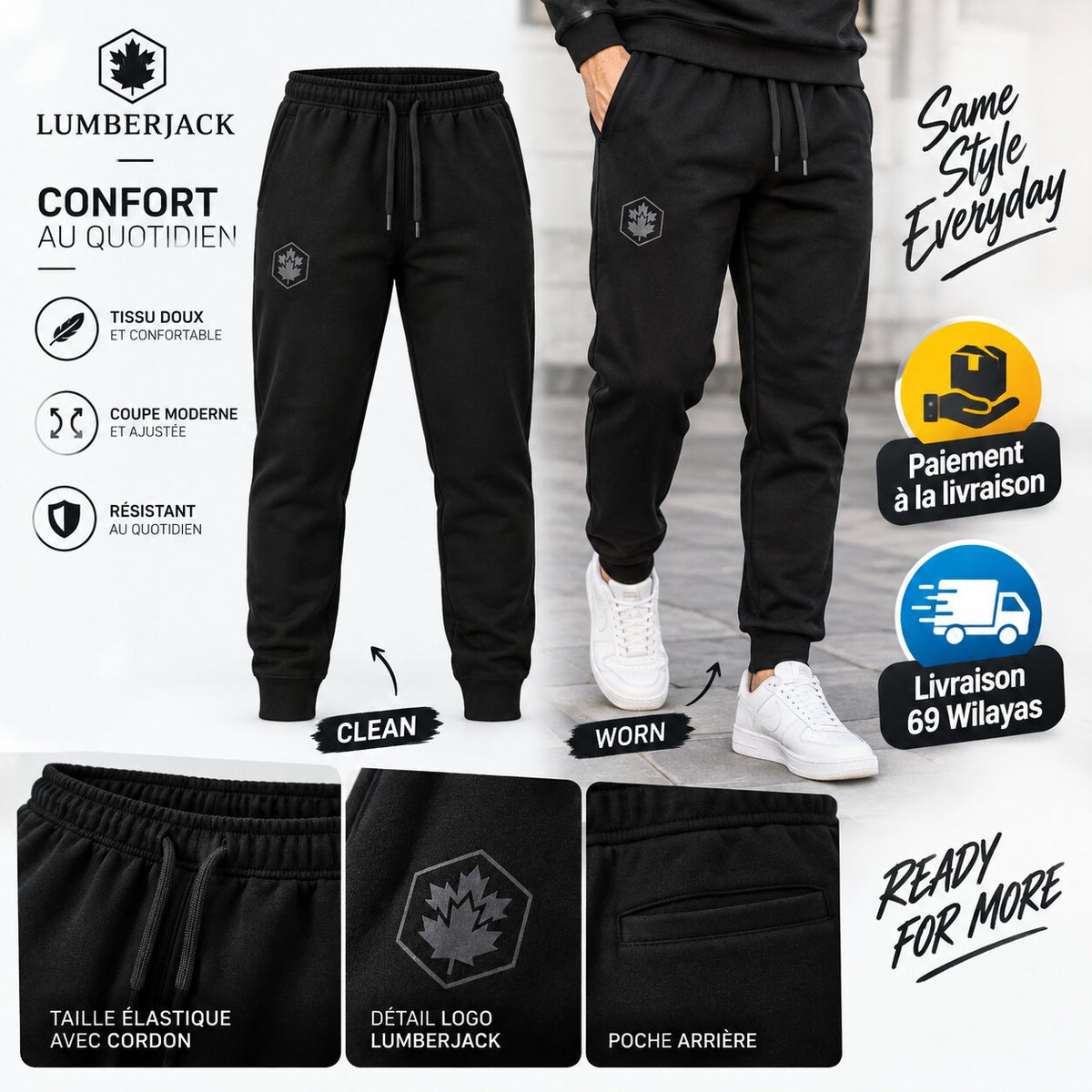 LUMBERJACK PANTALON JOGGING - LBJ-00303-BLK - Image 1