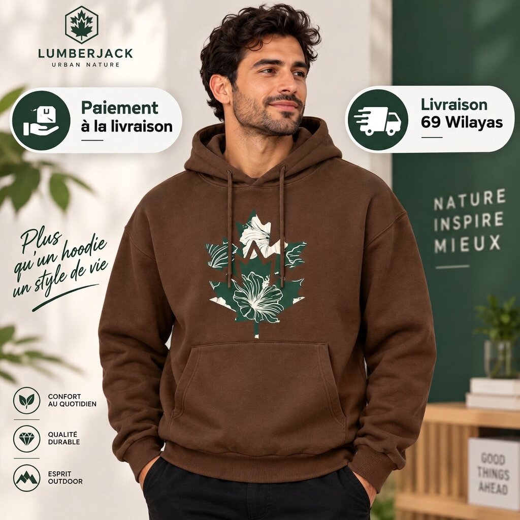 LUMBERJACK HOODIE - LBJ-00203-BRN - Image 1