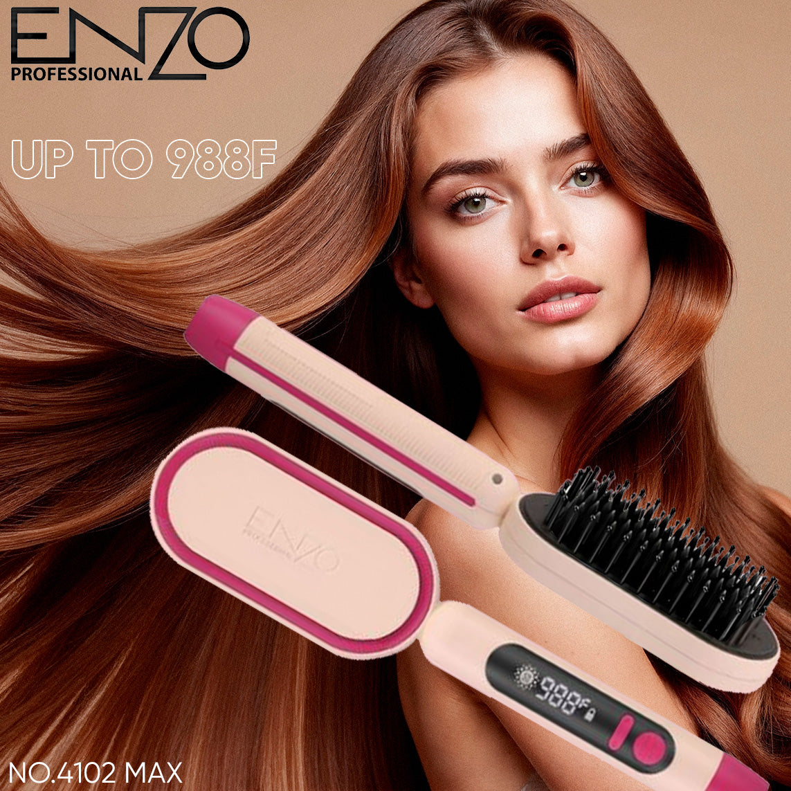 ENZO PROFESSIONAL Peigne Pour Cheveux Chauffante Lissante Pro 988F° - NO.4102N - Image 1