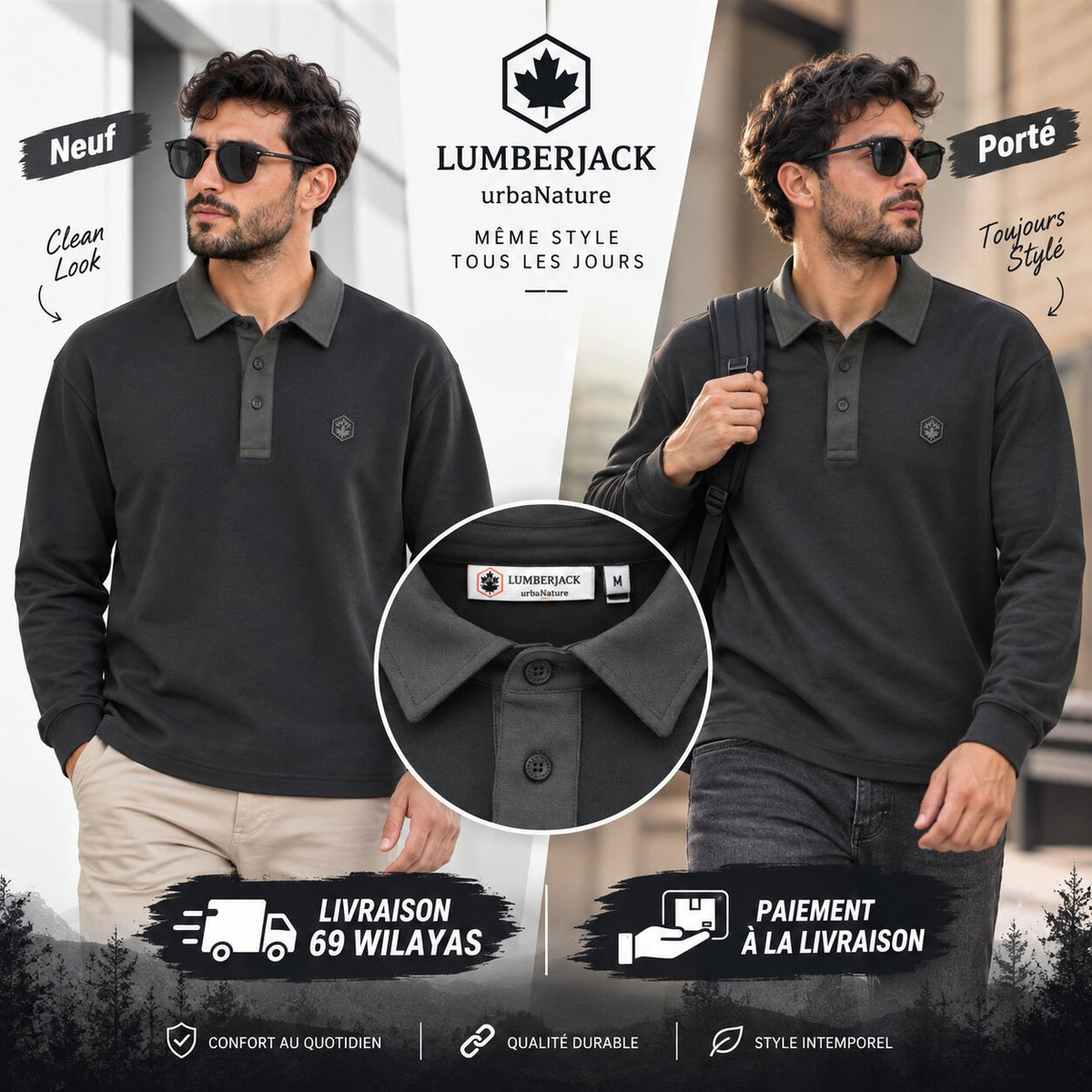 LUMBERJACK POLO LS - LBJ-00507-GRY - Image 1