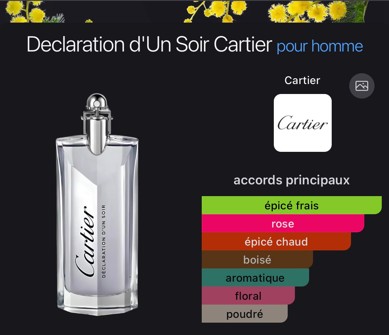 Parfum  cartier Déclaration d’un Soir Pr Homme 👨