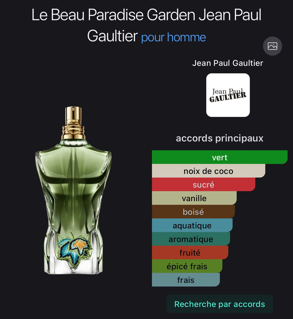 Le Beau Paradise Garden Jean Paul Gaultier pour homme 👨