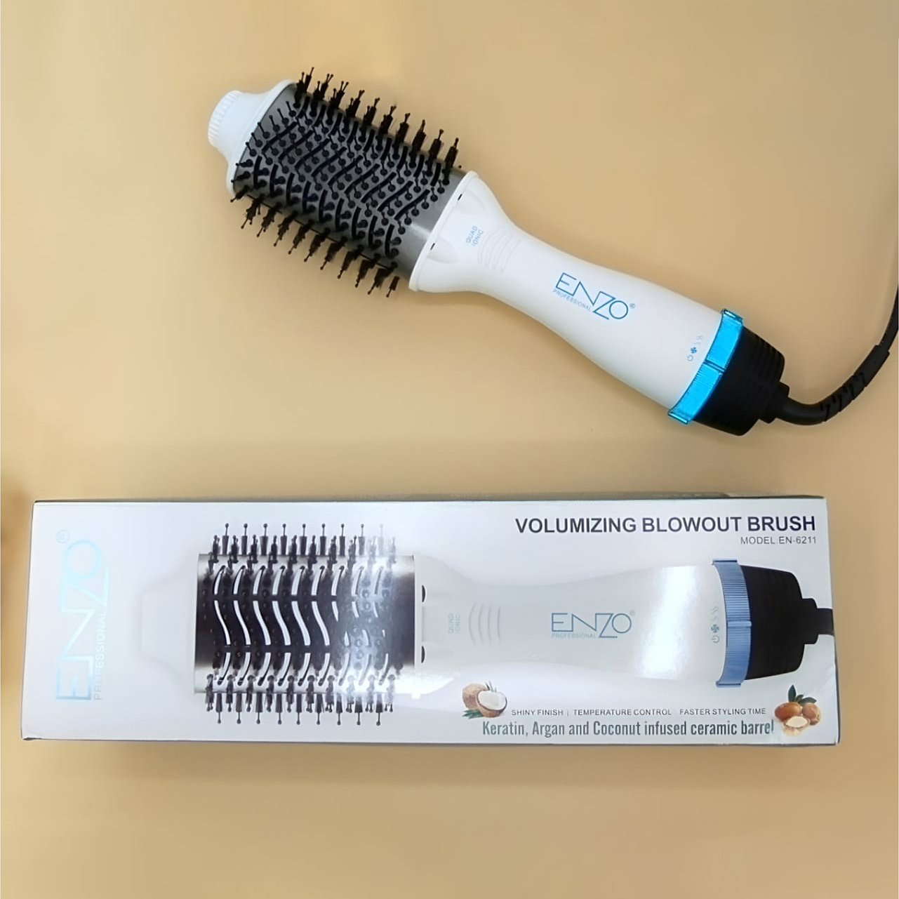 ENZO PROFESSIONAL VOLUMIZING BLOWOUT BRUSH WHITE. EN-6211WHT