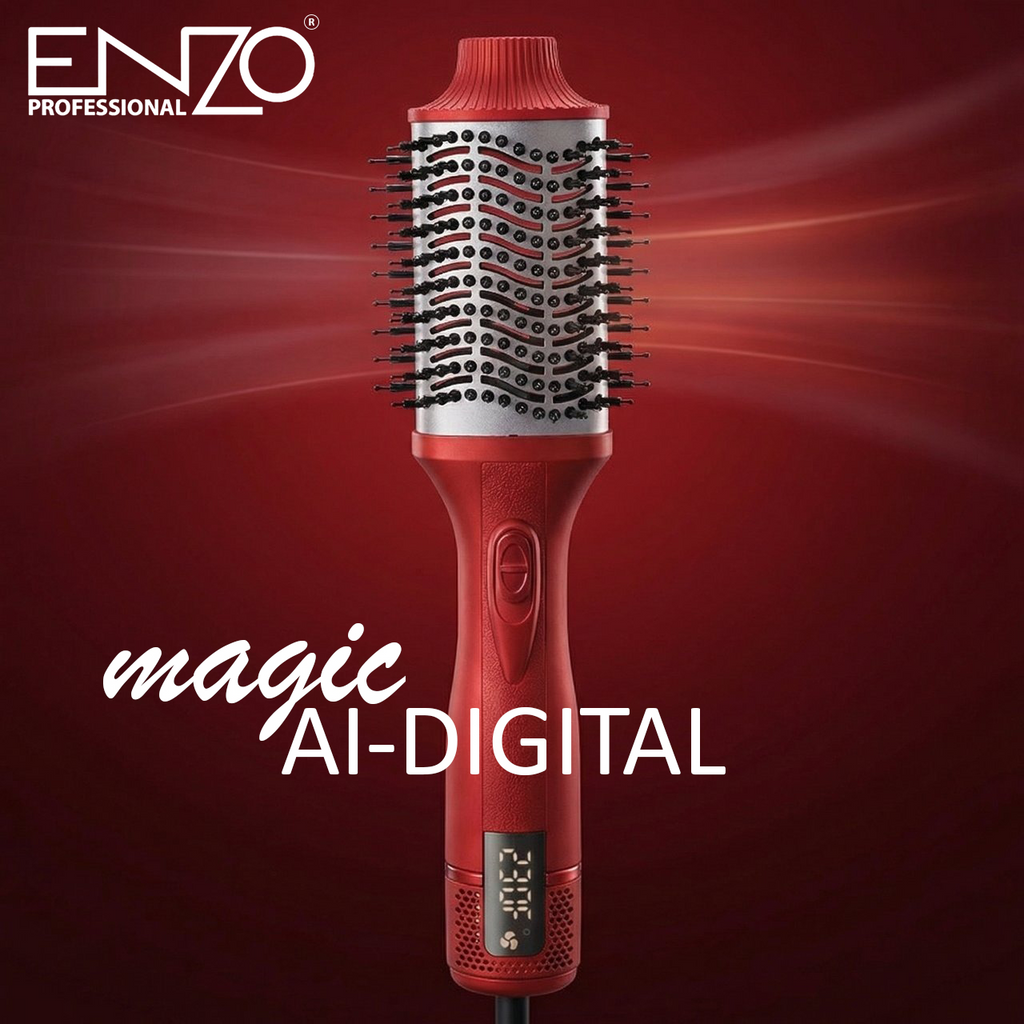 ENZO PROFESSIONAL Brosse Thermique Enzo Magic AI 3-En-1 Avec Technologie Ionique – 1500 W. EN-4124