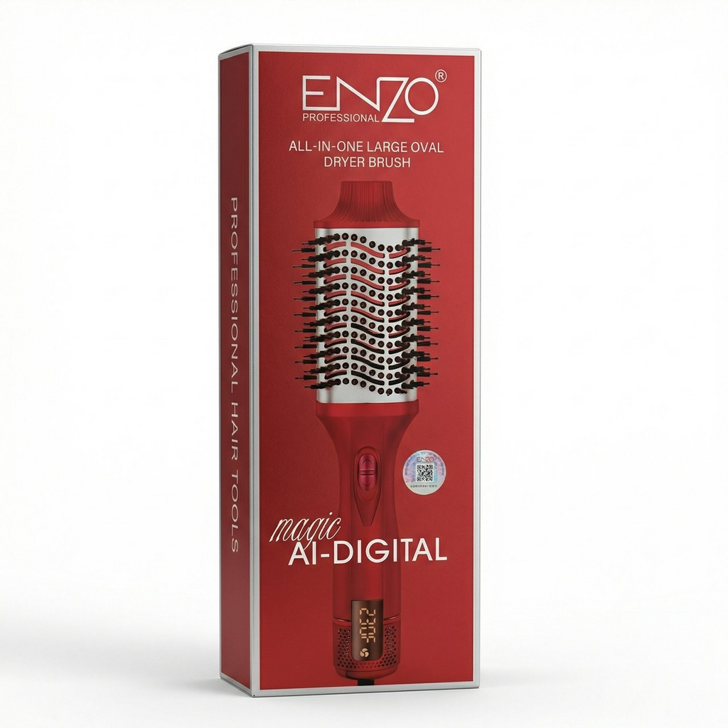 ENZO PROFESSIONAL Brosse Thermique Enzo Magic AI 3-En-1 Avec Technologie Ionique – 1500 W. EN-4124