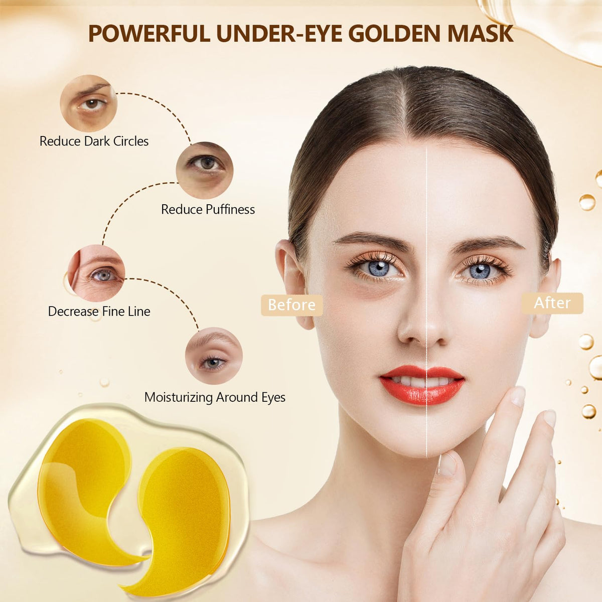 Masque hydrogel contour des yeux liftant et raffermissant au collagène et à l'or 24 carats