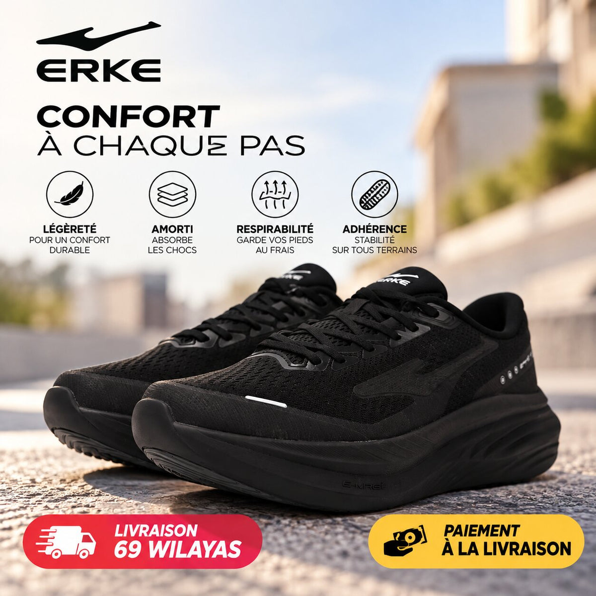 ERKE Men's Lightweight Running Shoes - 11126103324-004 - Image 1