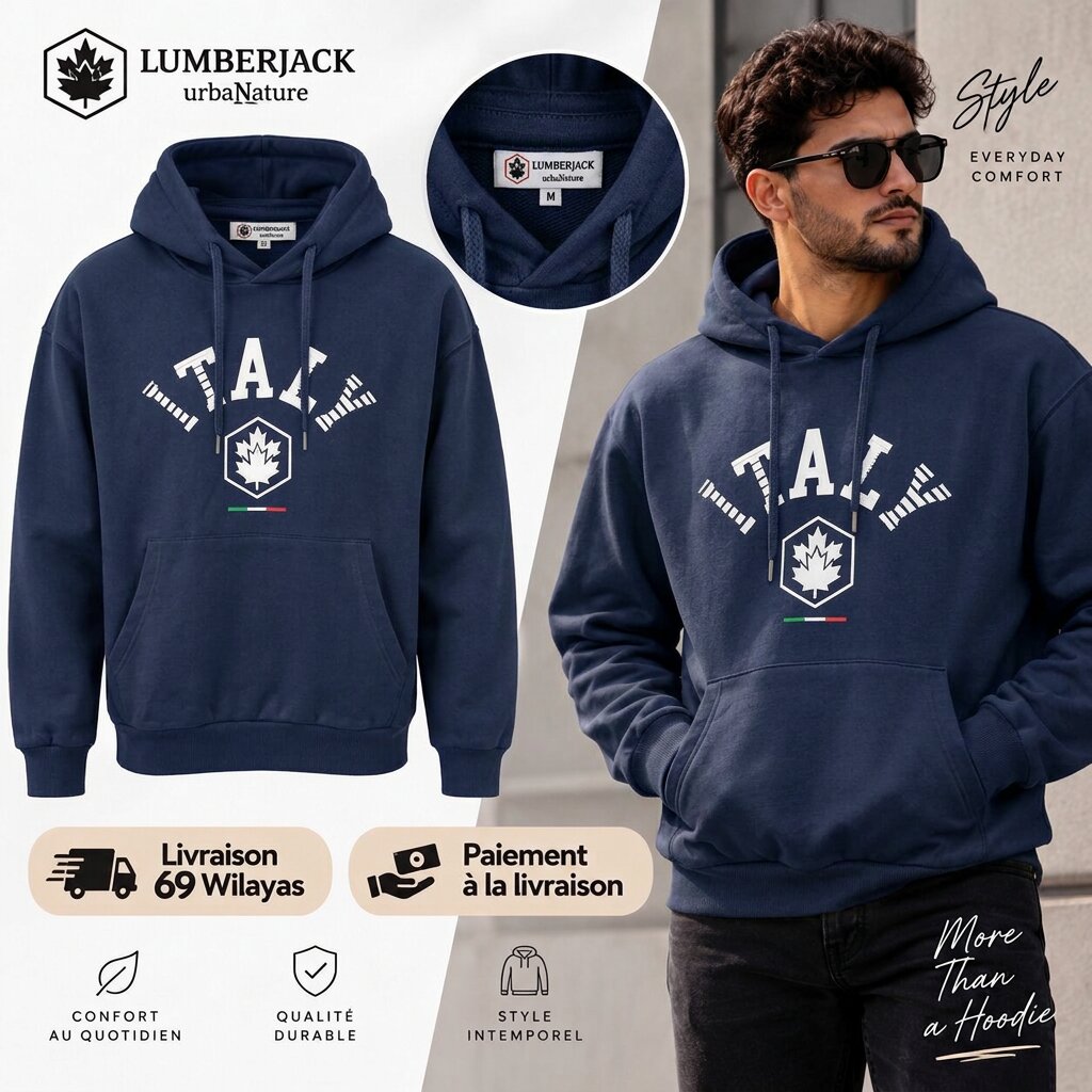 LUMBERJACK HOODIE - LBJ-00204-NVY - Image 1