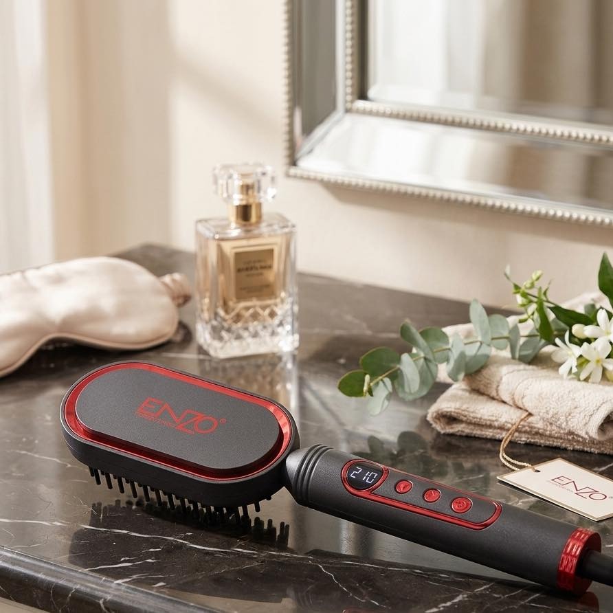 ENZO Professional EN-4201-BLACK Mini Hair Straightening Brush - EN-4201-BLACK - Image 4