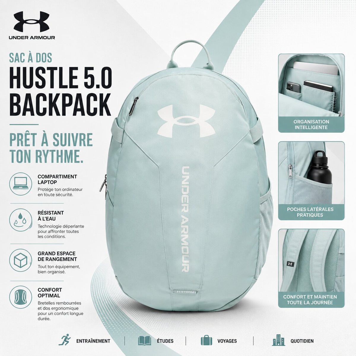 Under Armour UA Hustle Lite Backpack - 1364180-348 - Image 1