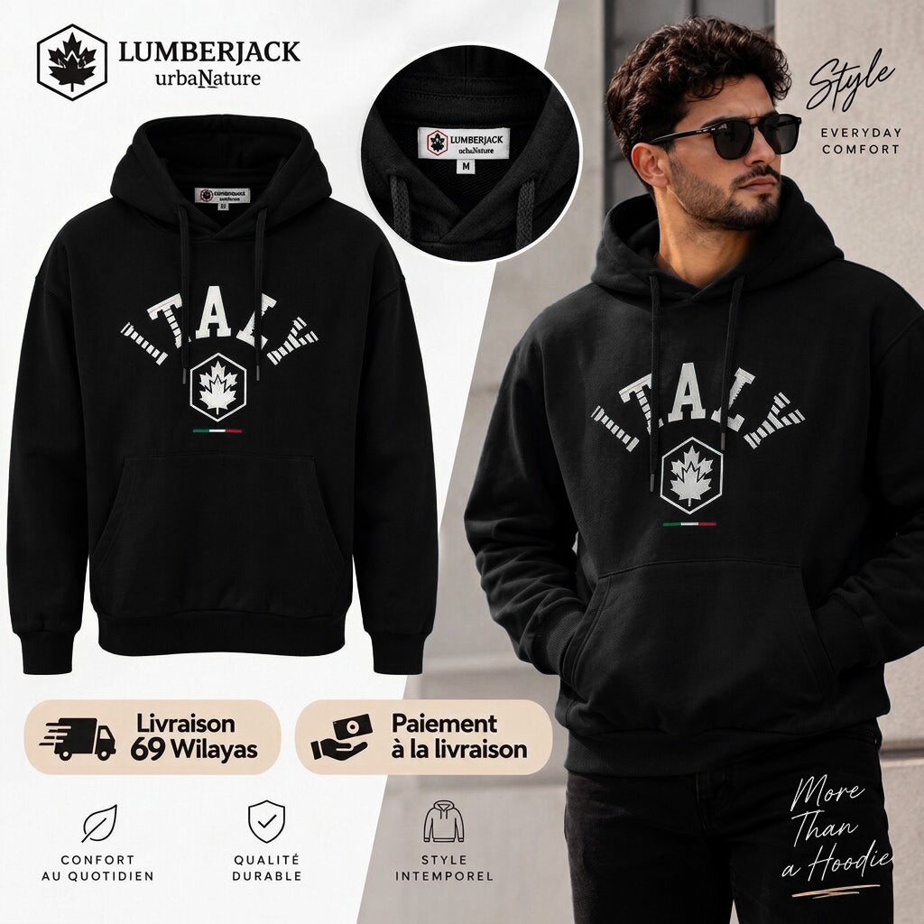 LUMBERJACK HOODIE - LBJ-00204-BLK - Image 1
